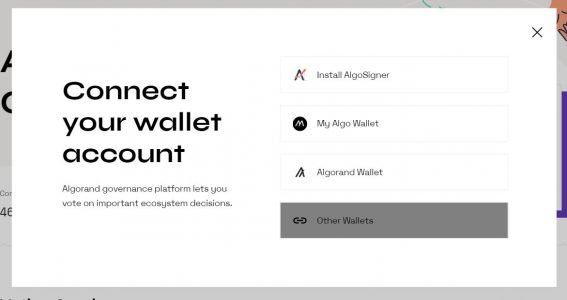 2- Click on "Connect wallet" and select Other Wallets